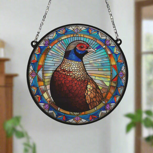 Norman The Pheasant Stained Glass Effect Suncatcher